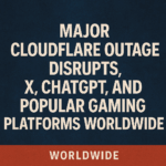 Cloudflare logo with server error symbols showing widespread outage impact