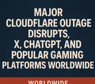 Cloudflare logo with server error symbols showing widespread outage impact