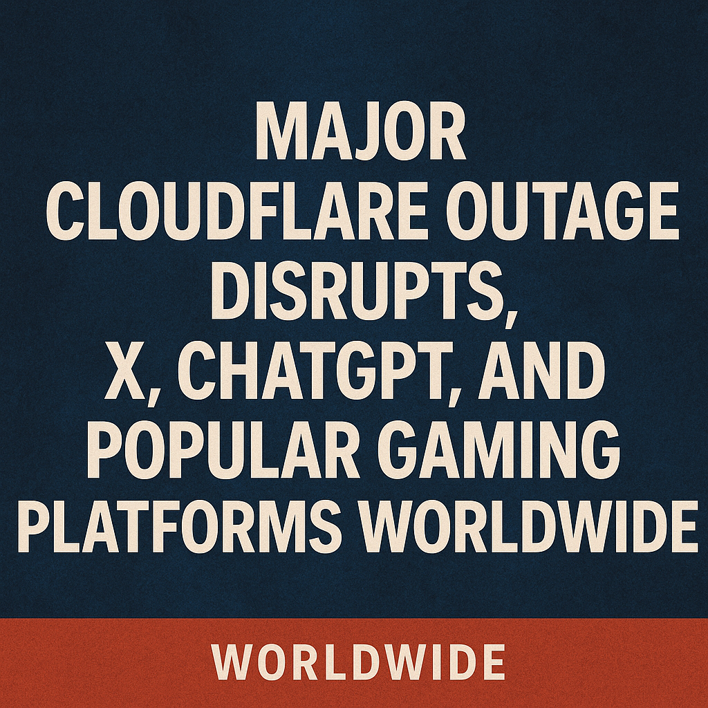 Cloudflare logo with server error symbols showing widespread outage impact