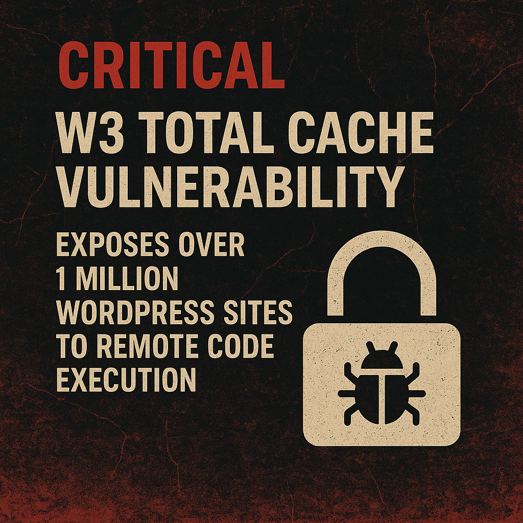Critical W3 Total Cache Vulnerability Exposes Over 1 Million WordPress Sites to Remote Code Execution