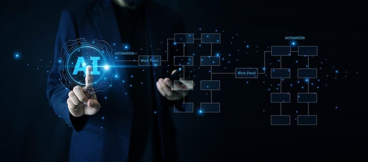 Smart businessman using ai automation tools optimize processes reduce manual workload organization 10541 18845