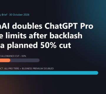 Two usage bars comparing the planned 50 percent cut to ChatGPT Pro 200 with the doubled allowance OpenAI announced on 29 October 2026